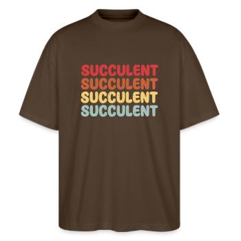 Succulent lettering - Stanley/Stella Oversized Unisex Organic T-shirt Blaster 2.0 - mocha - Front - Alina (178cm) & Michal (187cm)