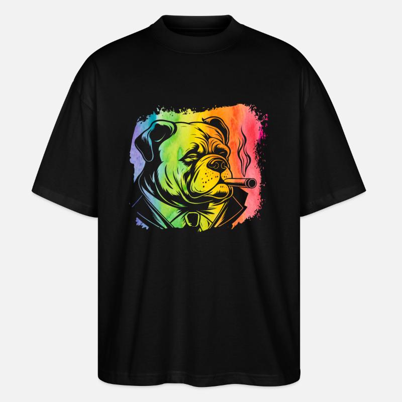 Englische Bulldogge Retro - Stanley/Stella Oversized Unisex Bio T-Shirt Blaster 2.0 - Schwarz