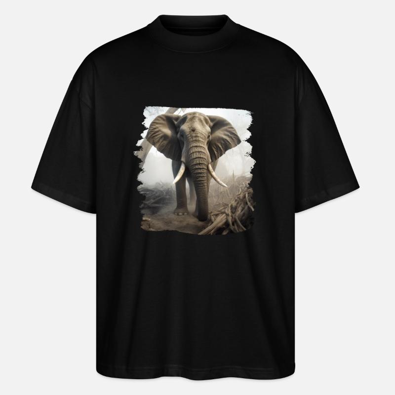 Elefanten realistic Elefant - Stanley/Stella Oversized Unisex Bio T-Shirt Blaster 2.0 - Schwarz