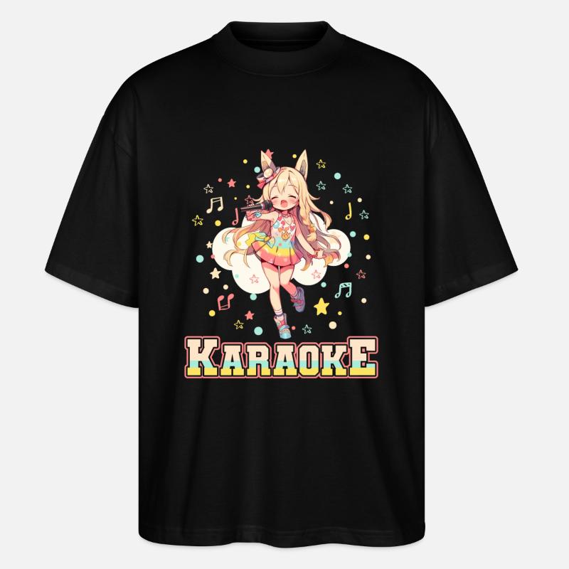 Mädchen Manga Anime Karaoke - Stanley/Stella Oversized Unisex Bio T-Shirt Blaster 2.0 - Schwarz