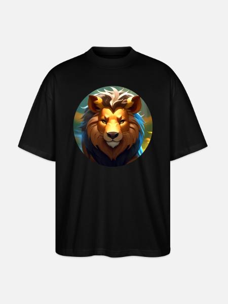 Stolzer Löwe - Stanley/Stella Oversized Unisex Bio T-Shirt Blaster 2.0 - Schwarz