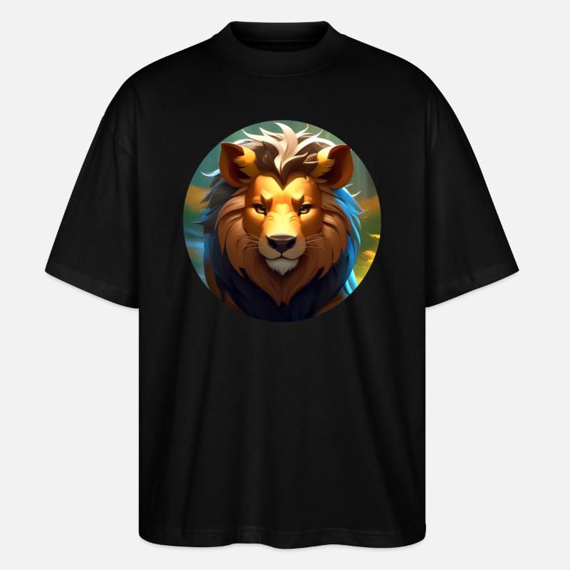 Stolzer Löwe - Stanley/Stella Oversized Unisex Bio T-Shirt Blaster 2.0 - Schwarz