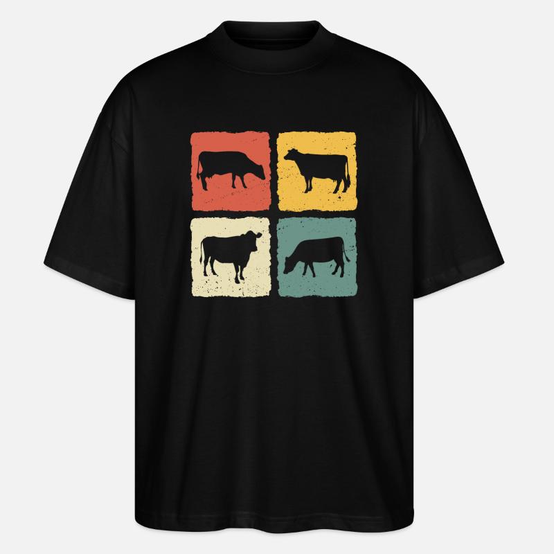 Vache retro vaches - T-shirt bio Blaster 2.0 coupe oversize Stanley/Stella Unisexe - noir