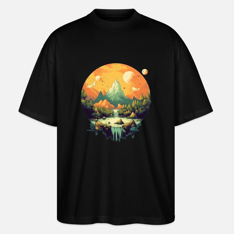 Landschaft - Stanley/Stella Oversized Unisex Bio T-Shirt Blaster 2.0 - Schwarz