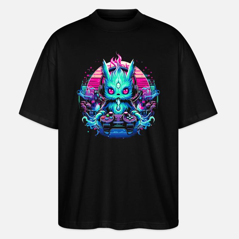 Synthwave Gamer Gaming Alien - T-shirt bio Blaster 2.0 coupe oversize Stanley/Stella Unisexe - noir