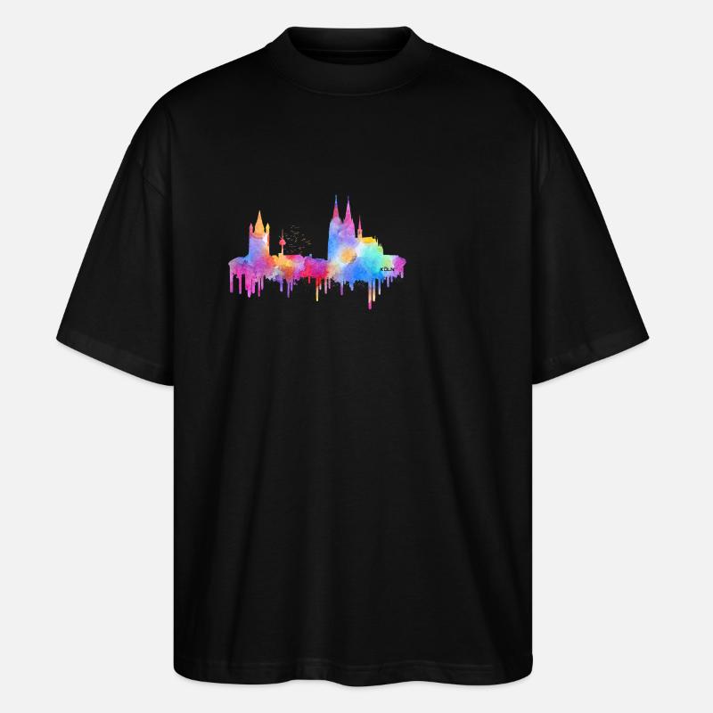 Skyline Köln - Bunt - Stanley/Stella Oversized Unisex Bio T-Shirt Blaster 2.0 - Schwarz