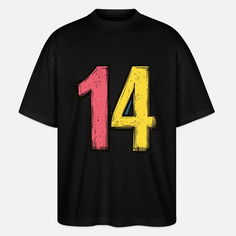 14 Zahl Comic - Stanley/Stella Oversized Unisex Bio T-Shirt Blaster 2.0 - Schwarz