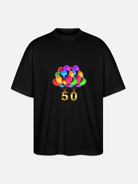 Gaveidé 50 års fødselsdag balloner - Stanley/Stella Oversize Unisex Øko T-shirt Blaster 2.0 - sort