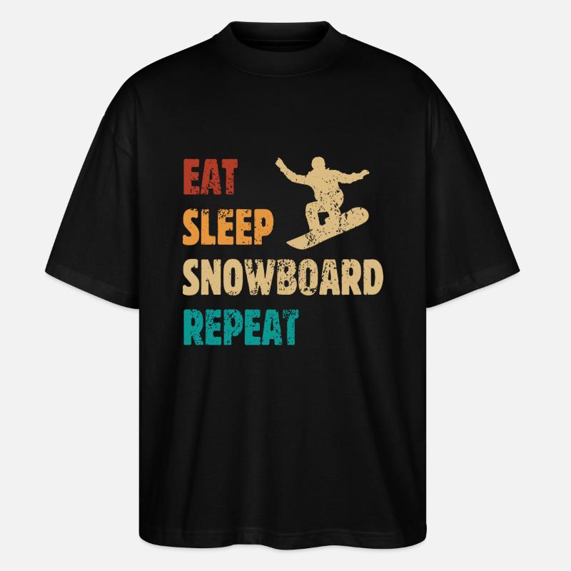 Eat Sleep Snowboard Repeat - Snowboarder - T-shirt bio Blaster 2.0 coupe oversize Stanley/Stella Unisexe - noir