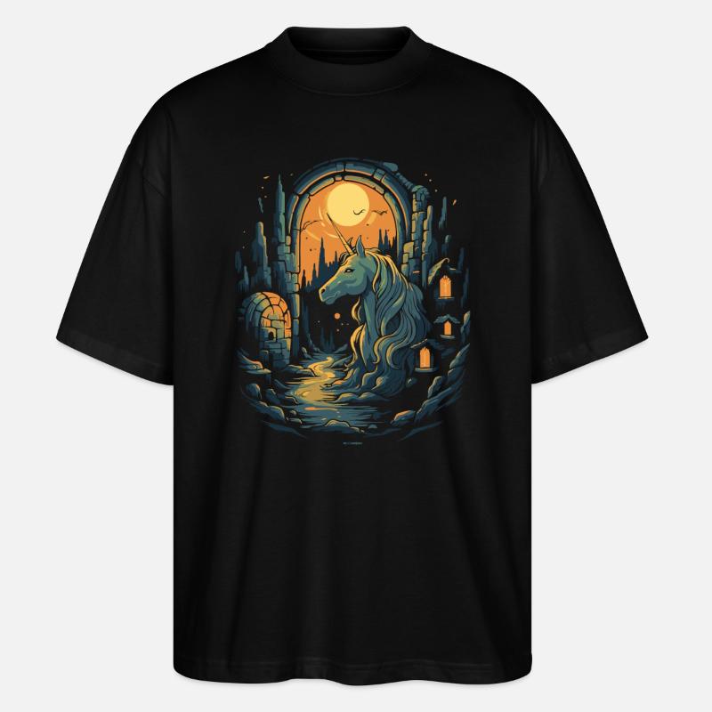 Dunkle Nacht Einhorn - Stanley/Stella Oversized Unisex Bio T-Shirt Blaster 2.0 - Schwarz
