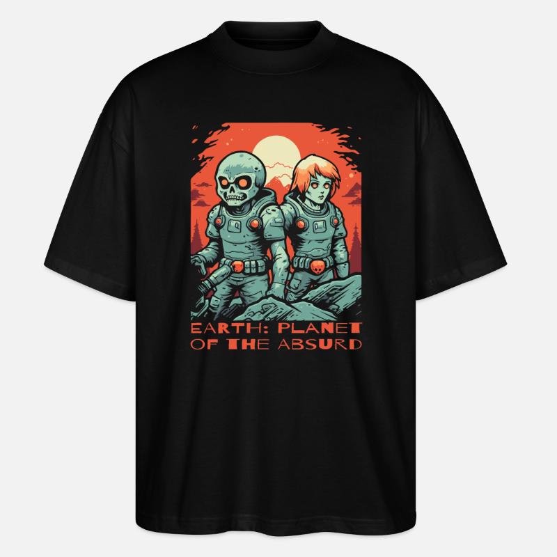 La Terre, planète de l’absurde - T-shirt bio Blaster 2.0 coupe oversize Stanley/Stella Unisexe - noir