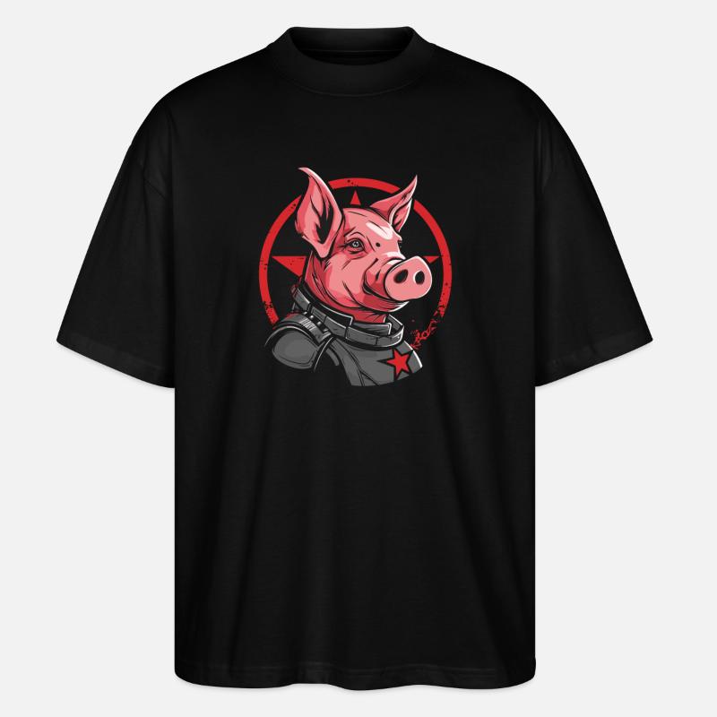 Cochon étoilé - T-shirt bio Blaster 2.0 coupe oversize Stanley/Stella Unisexe - noir