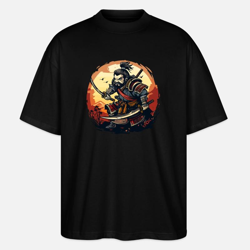 Lustiger und cooler japanischer Samurai - Stanley/Stella Oversized Unisex Bio T-Shirt Blaster 2.0 - Schwarz