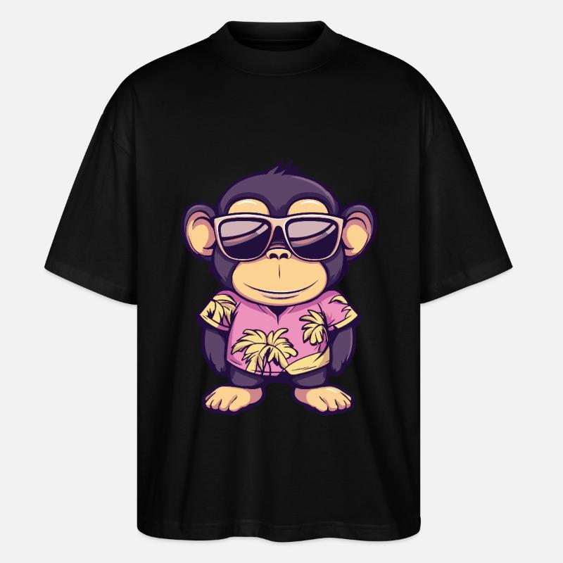 Affe Comic Lustig Sommer - Stanley/Stella Oversized Unisex Bio T-Shirt Blaster 2.0 - Schwarz