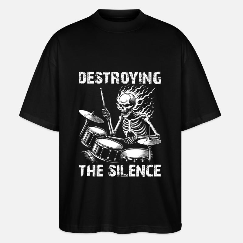 Drummer Skull Skelett am Drumset - Stanley/Stella Oversized Unisex Bio T-Shirt Blaster 2.0 - Schwarz
