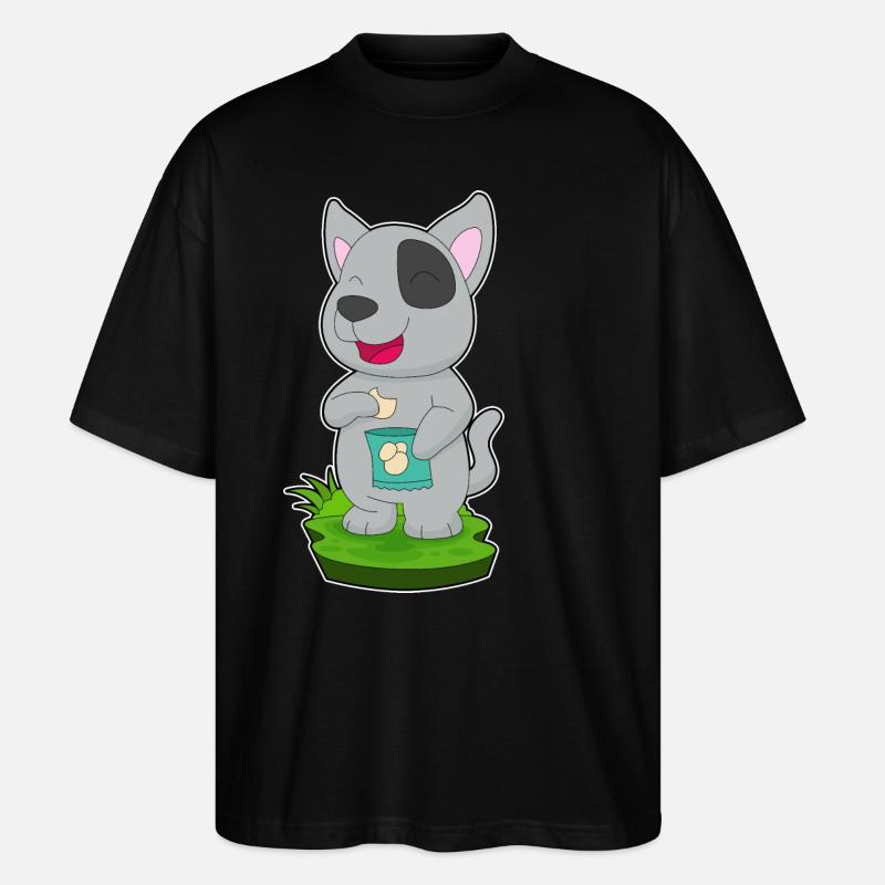 Hund Kartoffelchips - Stanley/Stella Oversized Unisex Bio T-Shirt Blaster 2.0 - Schwarz