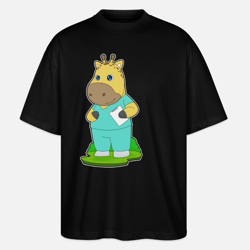 Girafe Infirmière - T-shirt bio Blaster 2.0 coupe oversize Stanley/Stella Unisexe - noir