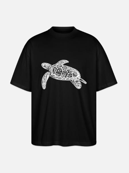 Small floating turtle - Stanley/Stella Oversized Unisex Organic T-shirt Blaster 2.0 - black