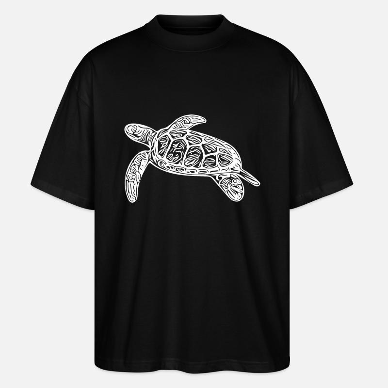 Small floating turtle - Stanley/Stella Oversized Unisex Organic T-shirt Blaster 2.0 - black