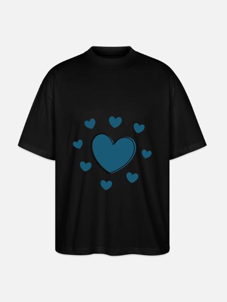 blue heart valentine's day - Stanley/Stella Oversized Unisex Organic T-shirt Blaster 2.0 - black