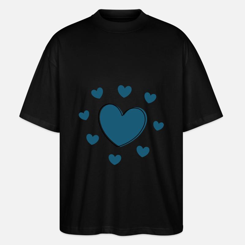 Coeur bleu Saint-Valentin - T-shirt bio Blaster 2.0 coupe oversize Stanley/Stella Unisexe - noir