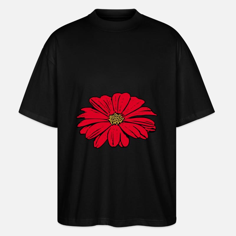 Blume rot rote Blume - Stanley/Stella Oversized Unisex Bio T-Shirt Blaster 2.0 - Schwarz