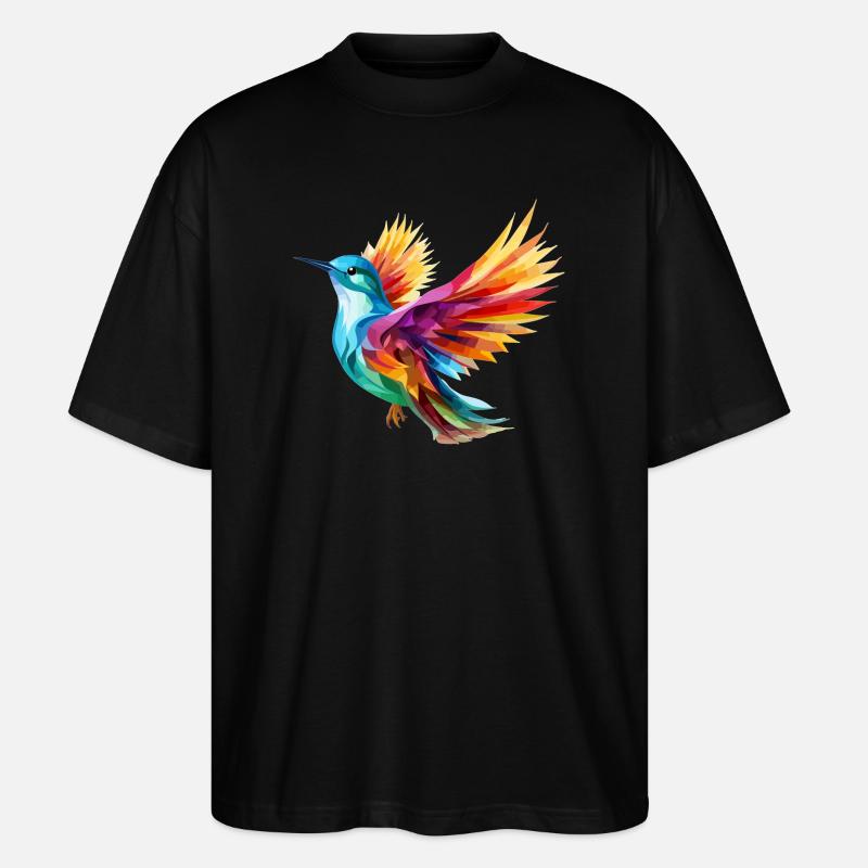 Buntes Vogel Design - Stanley/Stella Oversized Unisex Bio T-Shirt Blaster 2.0 - Schwarz