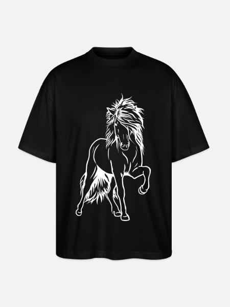 Iceland stallion white - Stanley/Stella Oversized Unisex Organic T-shirt Blaster 2.0 - black