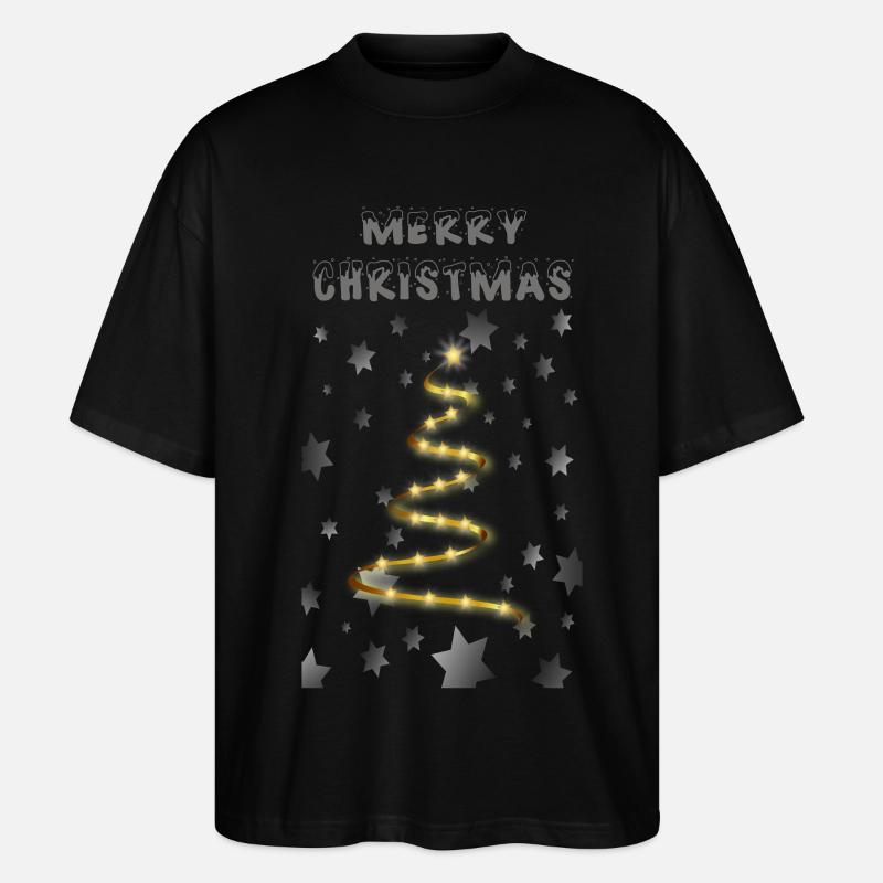 Arbre de Noël doré - T-shirt bio Blaster 2.0 coupe oversize Stanley/Stella Unisexe - noir