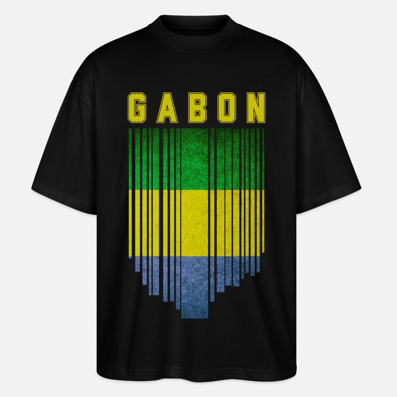 Flagge von Gabun - Stanley/Stella Oversized Unisex Bio T-Shirt Blaster 2.0 - Schwarz