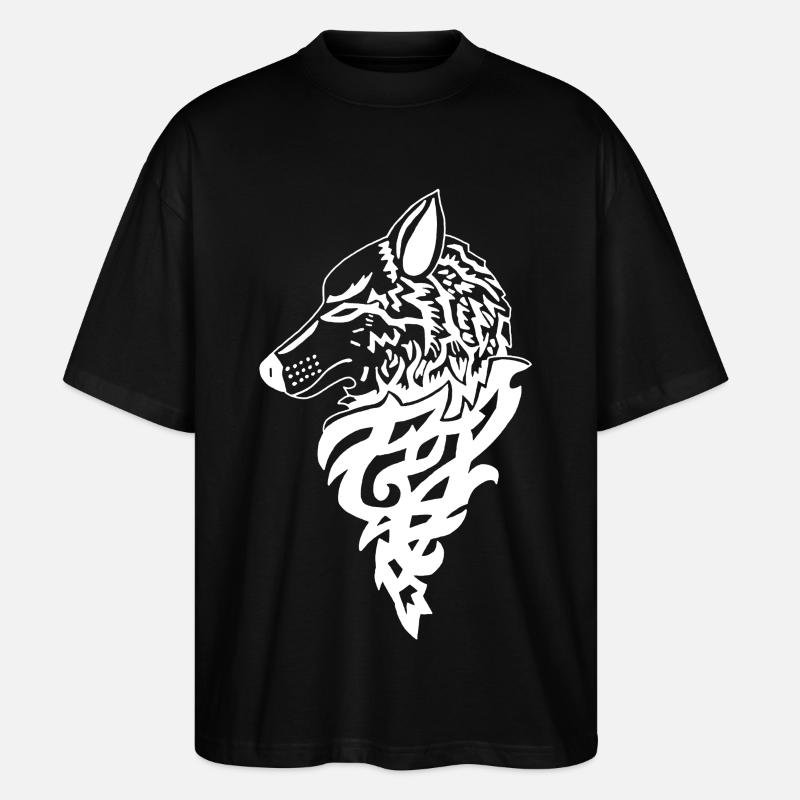 Weißer Wolf, Waldgenie - Stanley/Stella Oversized Unisex Bio T-Shirt Blaster 2.0 - Schwarz