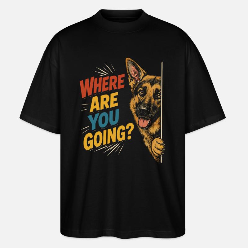Neugieriger Hund, lustiger Blick - Stanley/Stella Oversized Unisex Bio T-Shirt Blaster 2.0 - Schwarz