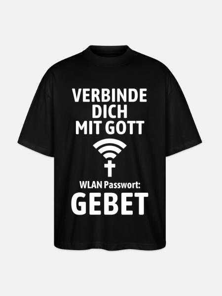 Verbinde dich mit Gott - Gebet WLAN - Stanley/Stella Oversized Unisex Bio T-Shirt Blaster 2.0 - Schwarz