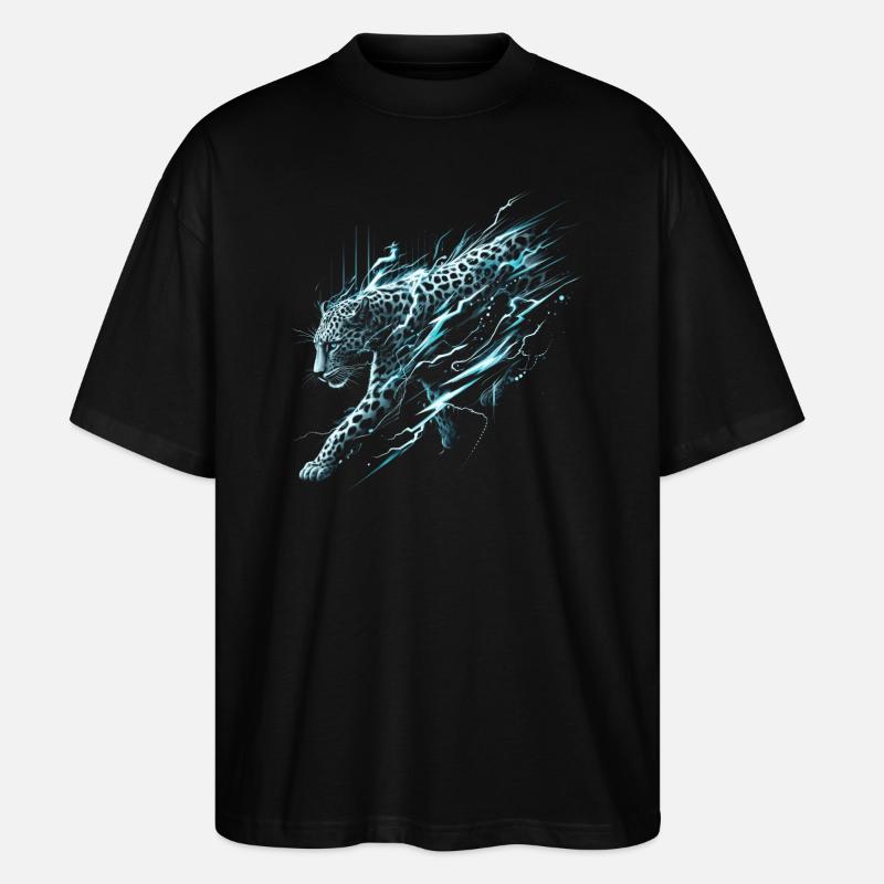 Éclair léopard - T-shirt bio Blaster 2.0 coupe oversize Stanley/Stella Unisexe - noir