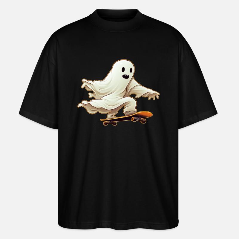 Drôle de dessin animé Ghost style Comic sur son skateboard - T-shirt bio Blaster 2.0 coupe oversize Stanley/Stella Unisexe - noir