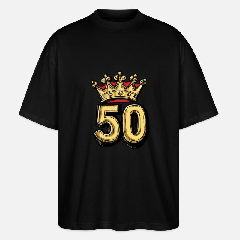 50 Zahl Krone - Stanley/Stella Oversized Unisex Bio T-Shirt Blaster 2.0 - Schwarz