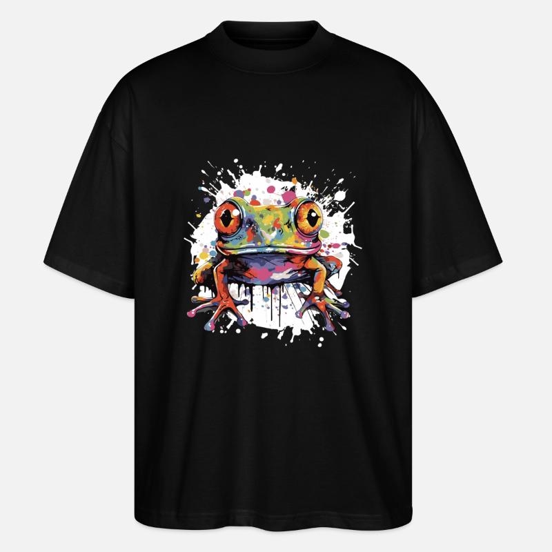 Frosch Tier Pop Art Tier - Stanley/Stella Oversized Unisex Bio T-Shirt Blaster 2.0 - Schwarz