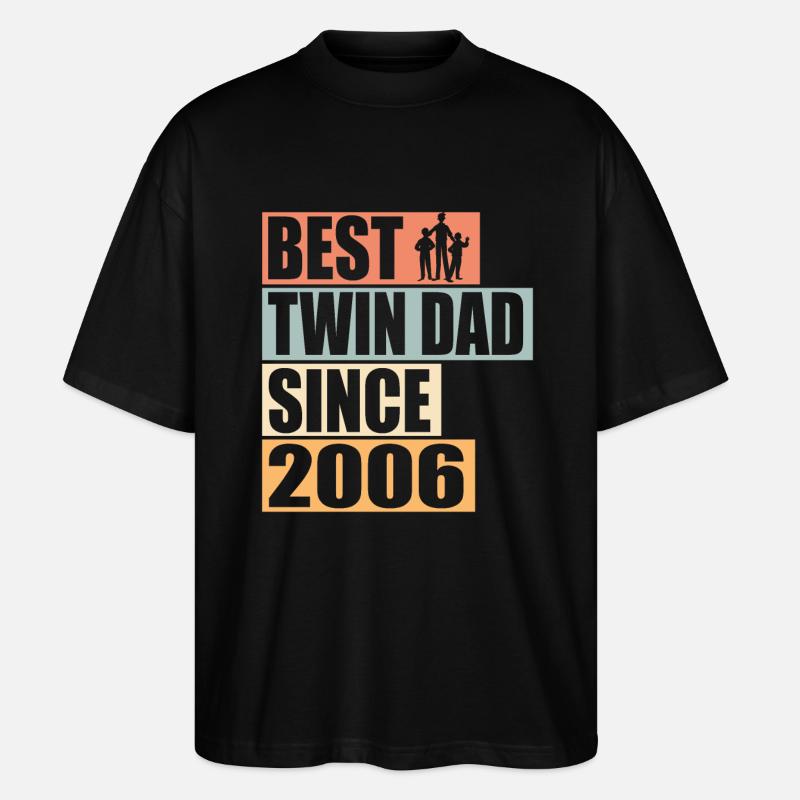 Zwillinge Vater Zwillingsvater seit 2006 - Stanley/Stella Oversized Unisex Bio T-Shirt Blaster 2.0 - Schwarz