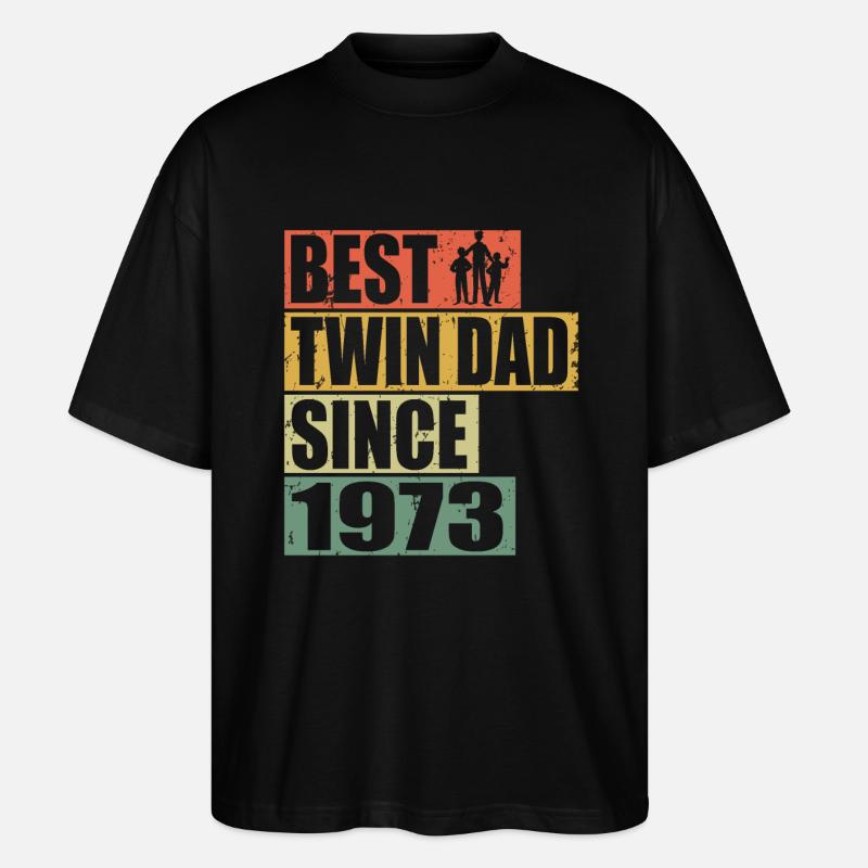 Zwillinge Vater Zwillingsvater seit 1973 - Stanley/Stella Oversized Unisex Bio T-Shirt Blaster 2.0 - Schwarz