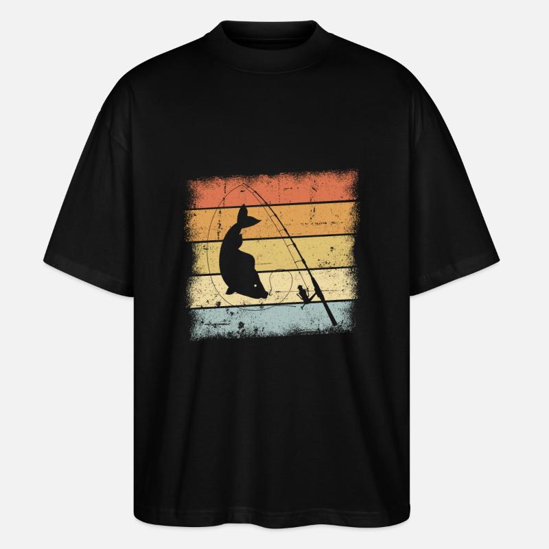 Conception rétro de pêche - T-shirt bio Blaster 2.0 coupe oversize Stanley/Stella Unisexe - noir