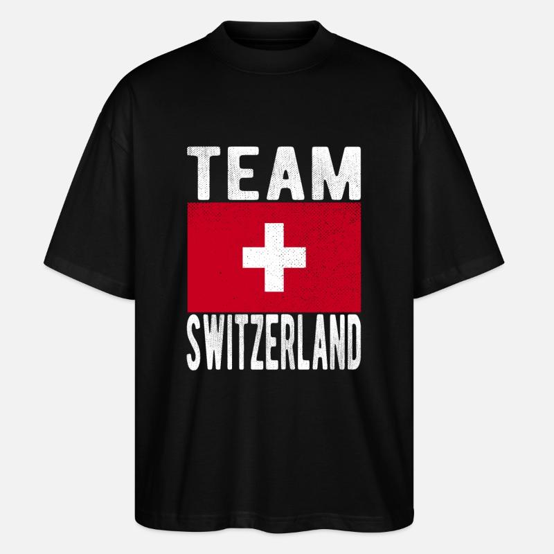 Drapeau de la Suisse - T-shirt bio Blaster 2.0 coupe oversize Stanley/Stella Unisexe - noir