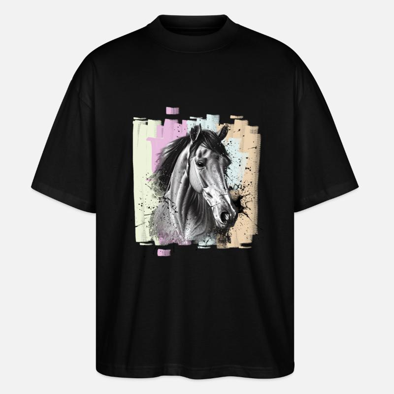 Pferd - Stanley/Stella Oversized Unisex Bio T-Shirt Blaster 2.0 - Schwarz