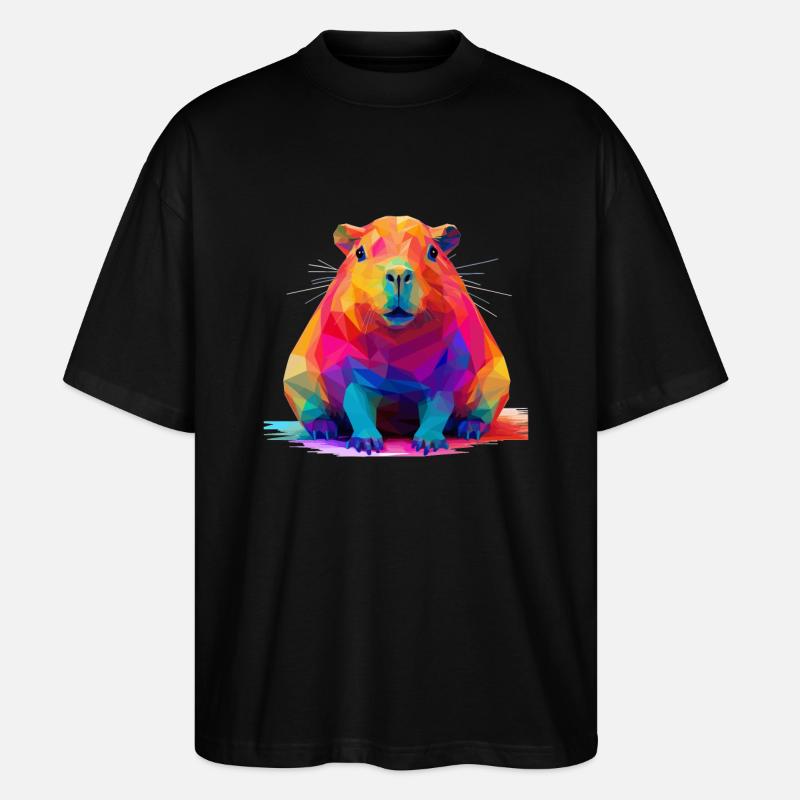 Capybara Low Polygon Design - Stanley/Stella Oversized Unisex Bio T-Shirt Blaster 2.0 - Schwarz