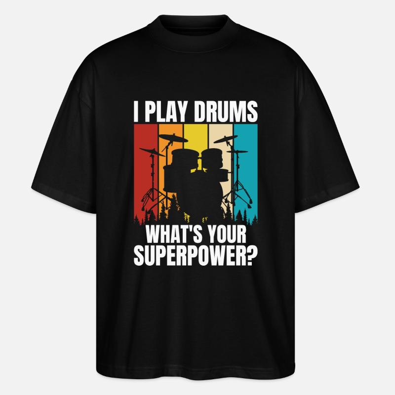 Drums Drummer Drummer - Stanley/Stella Oversized Unisex Organic T-shirt Blaster 2.0 - black