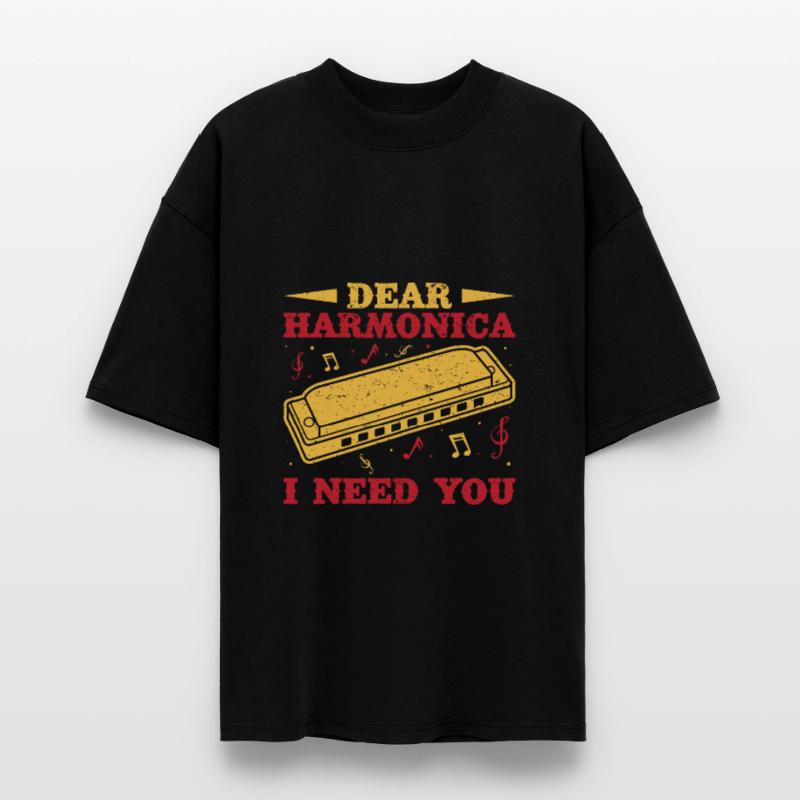 Funny Harmonica Player I Need You Harmonica Stanley/Stella Oversized Unisex Organic T-shirt Blaster 2.0