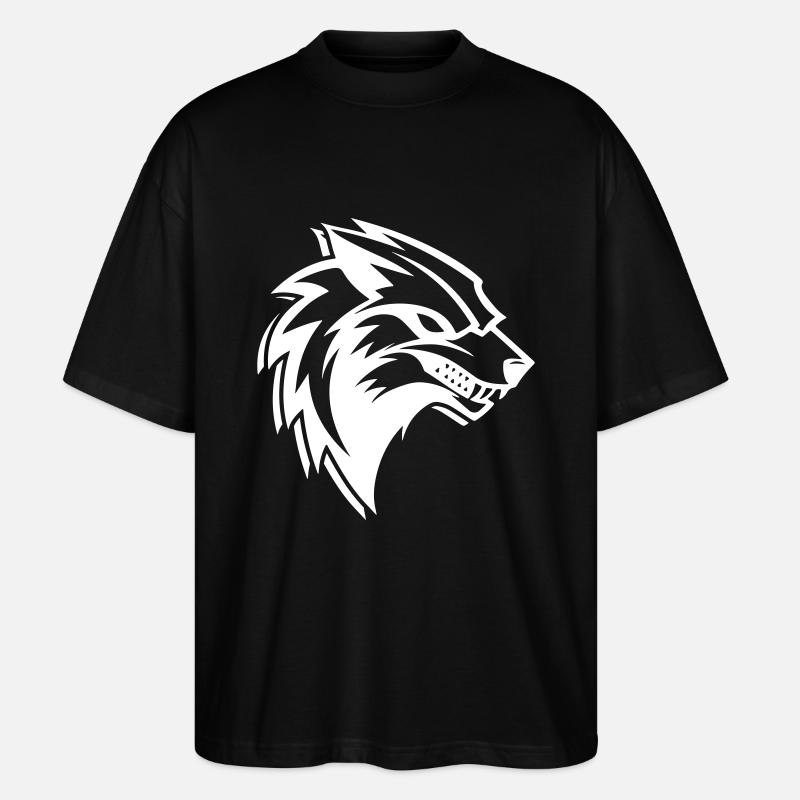 Logo du loup - T-shirt bio Blaster 2.0 coupe oversize Stanley/Stella Unisexe - noir