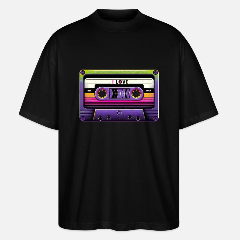 Neon Retro Mixtape - Stanley/Stella Oversized Unisex Organic T-shirt Blaster 2.0 - black