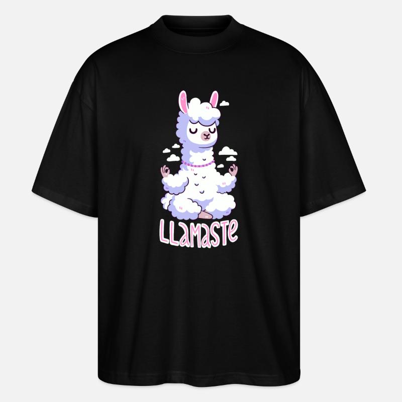 Lama médite - Namasté ! - T-shirt bio Blaster 2.0 coupe oversize Stanley/Stella Unisexe - noir