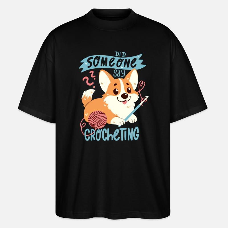 Crochet Corgi - T-shirt bio Blaster 2.0 coupe oversize Stanley/Stella Unisexe - noir