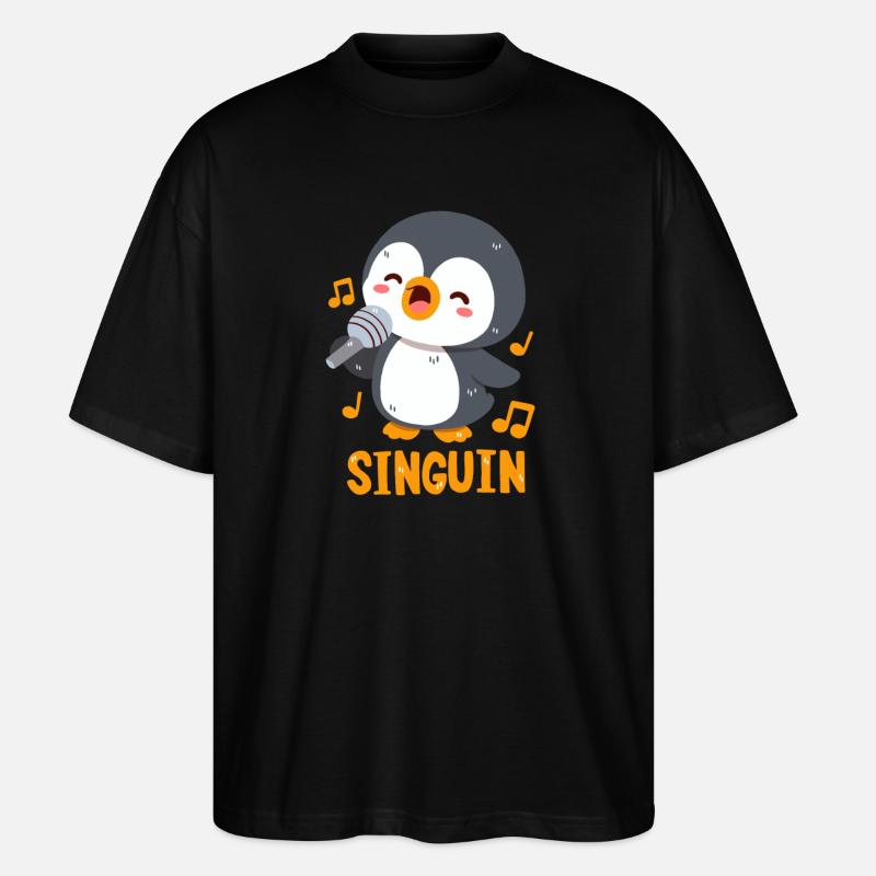 Singender Pinguin: Singuin - Stanley/Stella Oversized Unisex Bio T-Shirt Blaster 2.0 - Schwarz